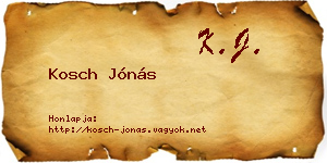Kosch Jónás névjegykártya